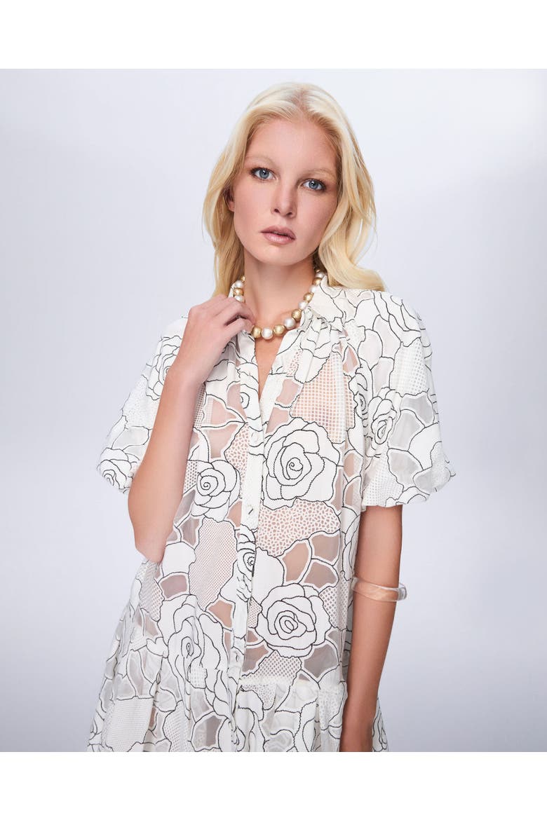 Ourania Puff Sleeve Shirtdress, Alternate, color, Ivory