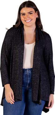 24seven Comfort Apparel Open Front Long Sleeve High Low Cozy Cardigan