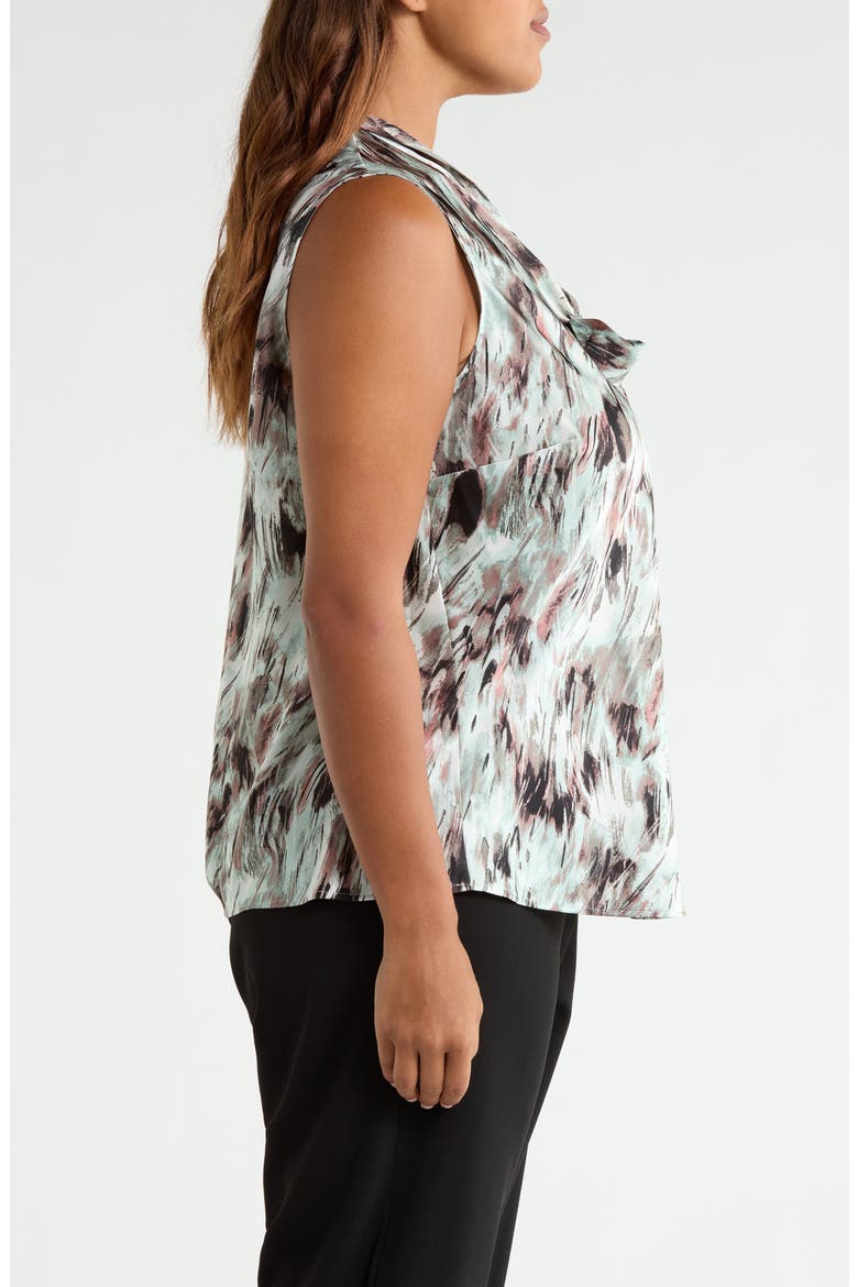 Print TIe Neck Sleeveless Satin Top, Alternate, color, SEA GLASS MULTI