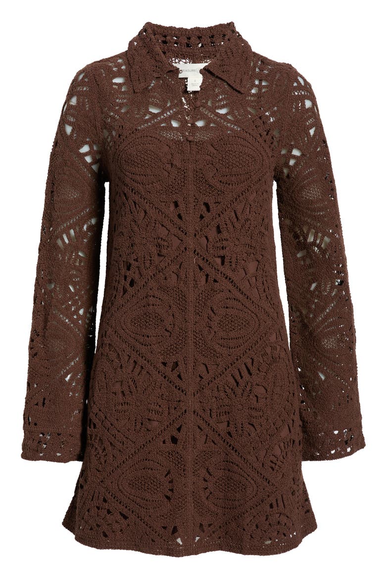 Crochet Minidress, Alternate, color, BROWN CHICORY