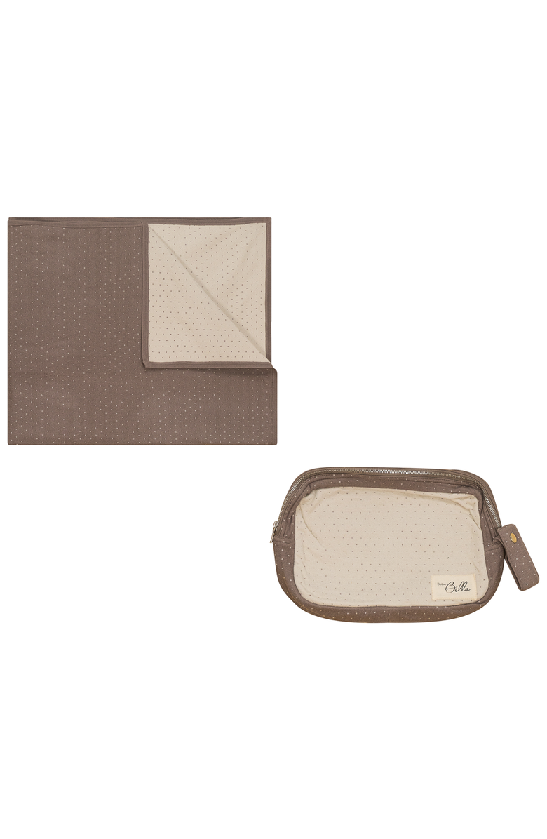 Bebe Bella Knitted Blanket with Zipper Pouch, Main, color, Mink/Dark Almond