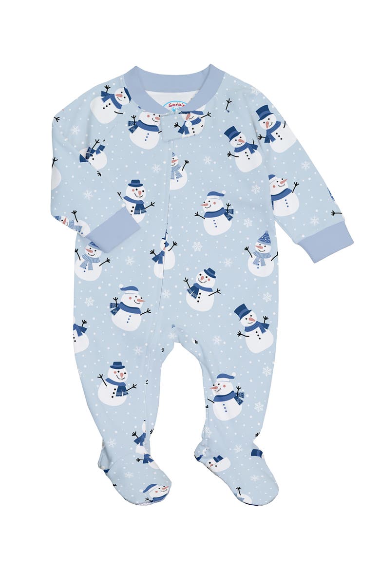 Loose Fit Cozy Zip Up Footed Pajama, Main, color, Gentle Snowman