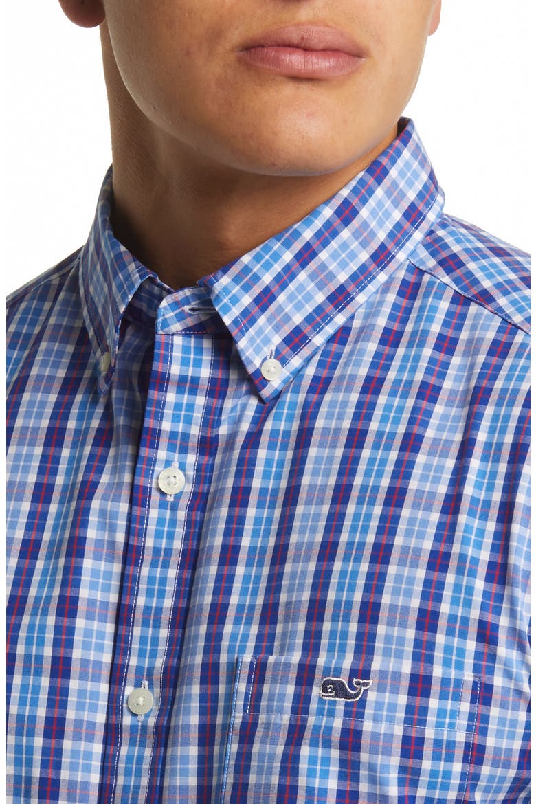 Tattersall Classic Fit Stretch Poplin Button-Down Shirt, Alternate, color, NEWPORT BLUE