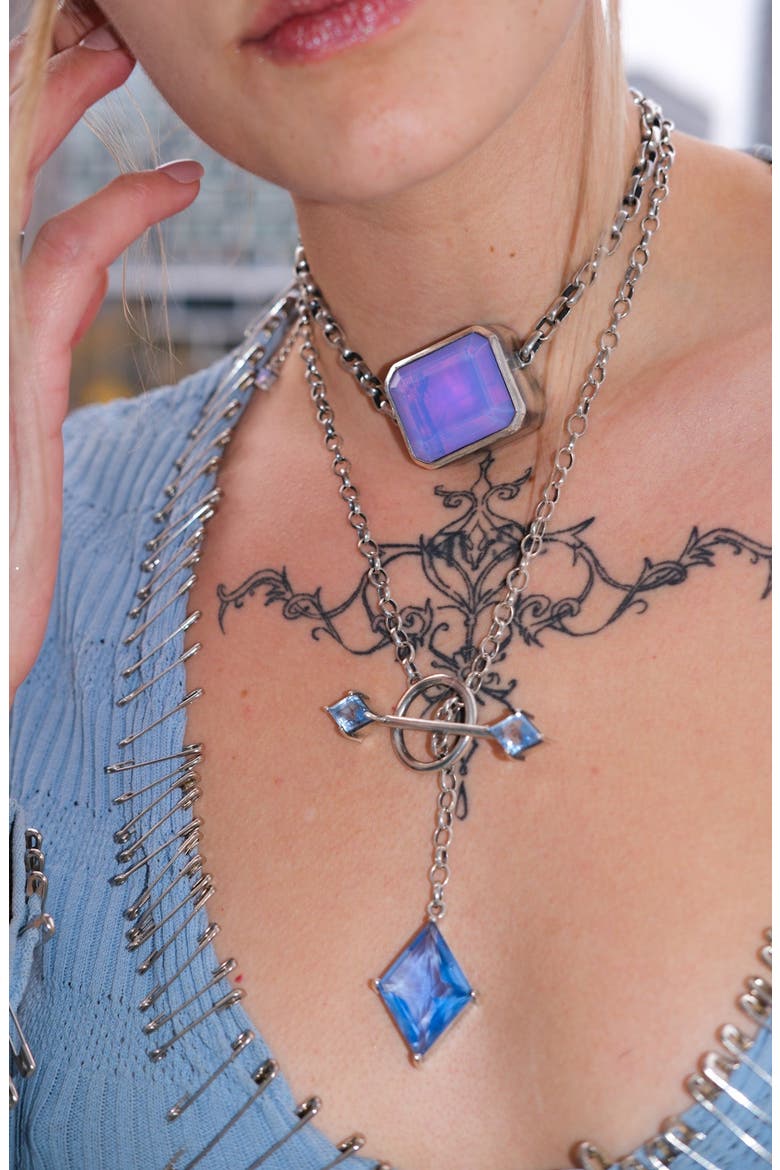 Square Goliath Choker, Alternate, color, Periwinkle