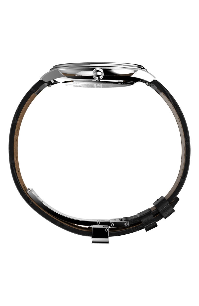 Timex<sup>®</sup> Waterbury Metropolitan Leather Strap Watch, 39mm, Alternate, color, Black