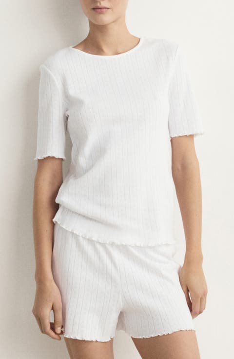 Lettuce Edge Pointelle Cotton Sleep T-Shirt