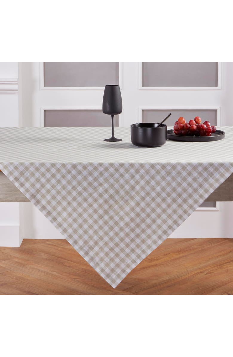 Solino Home Linen Table Throw - Gingham Check, 52" x 52" Inch, Alternate, color, Natural