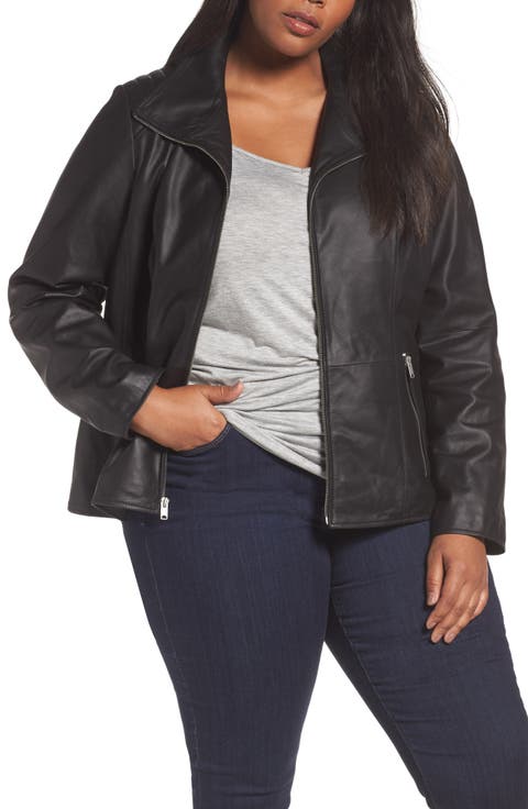 Fabian Leather Moto Jacket (Plus Size)