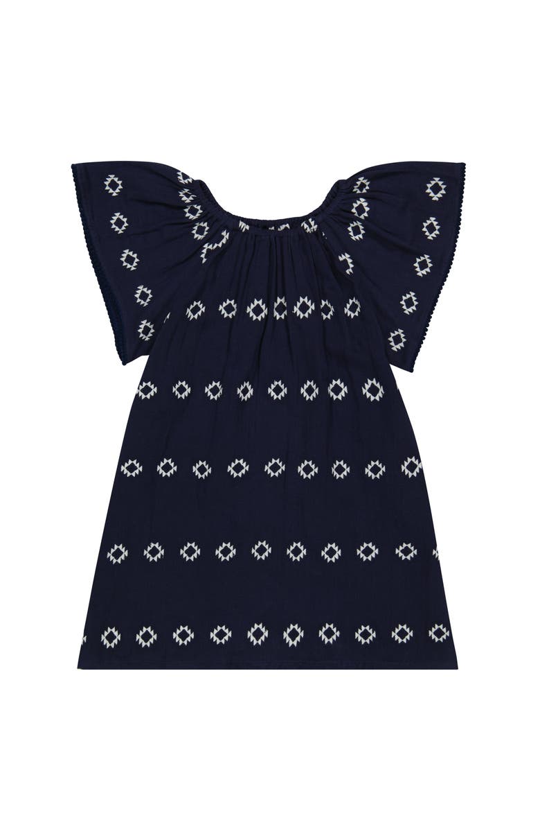 Mer St. Barth Mini Capucine Girl's Caftan Navy Embroidery, Main, color, 