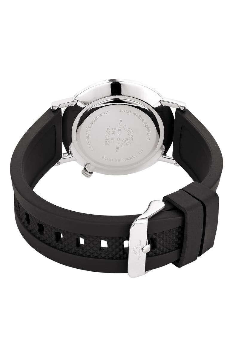 PORSAMO BLEU Bennett Silicone Strap Watch, 40mm, Alternate, color, Black And White