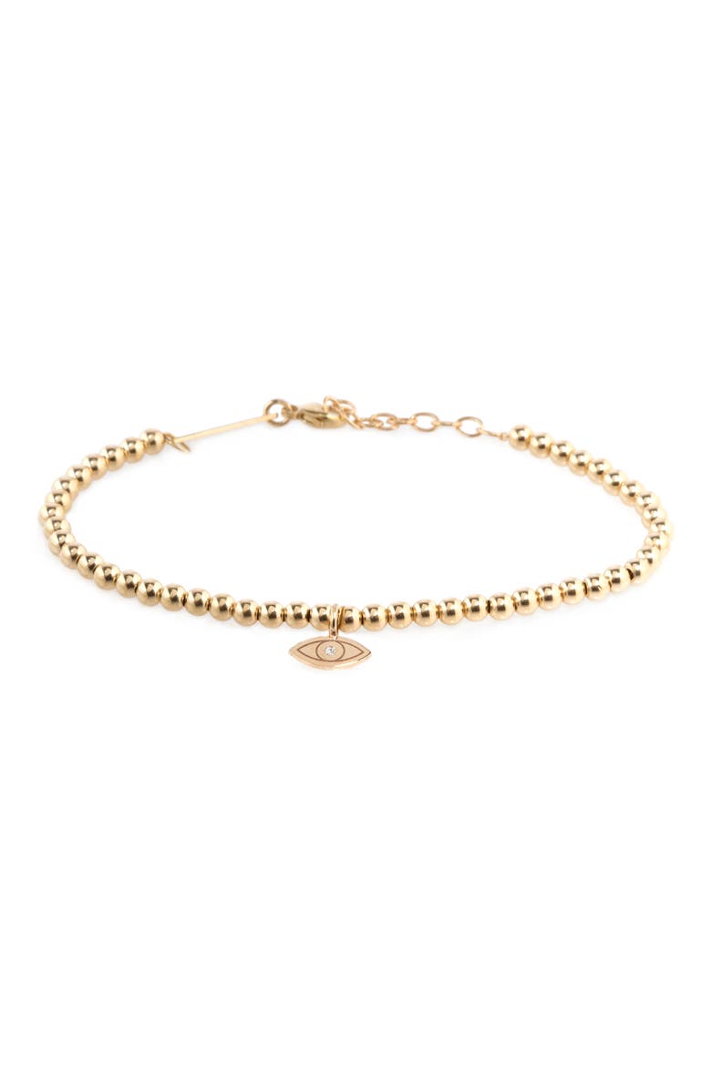 Midi Bitty Diamond Eye Pendant Bracelet, Main, color, 14K YELLOW GOLD
