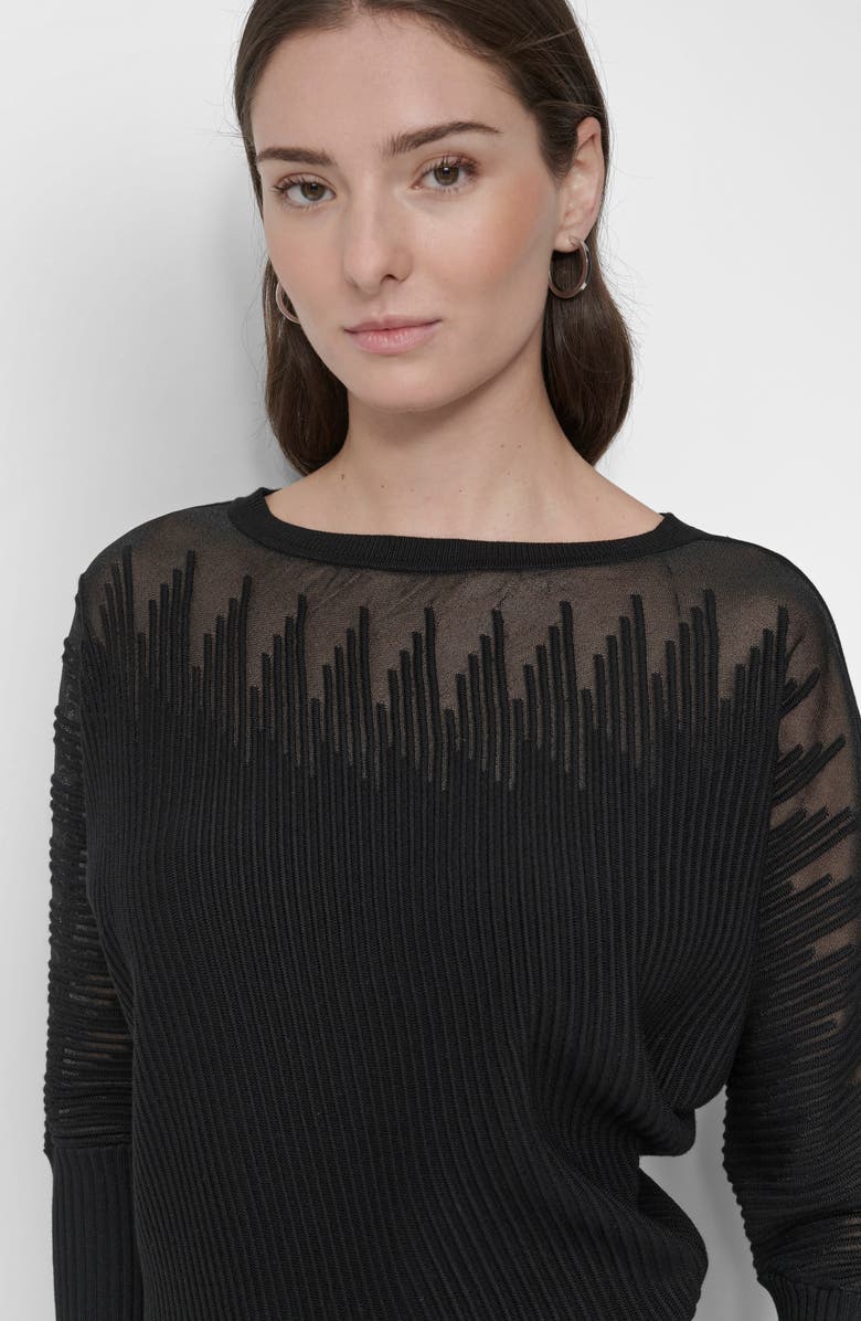 DKNY Illusion Rib Boatneck Sweater, Alternate, color,