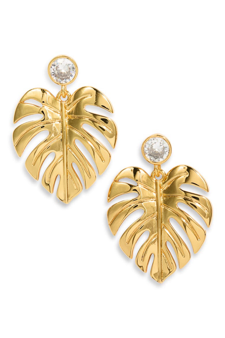 Beverly Leaf Statement Drop Earrings, Main, color, GOLD