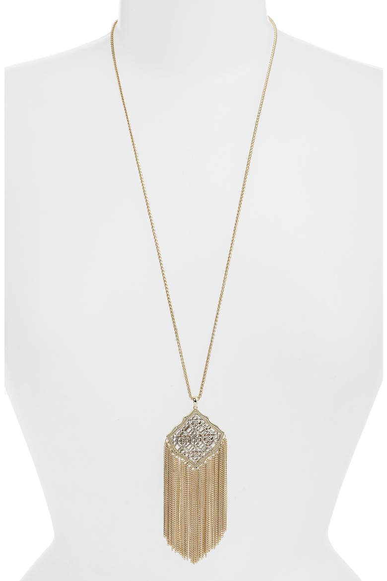 Kingston Adjustable Pendant Necklace, Main, color, SILVER FILIGREE/ GOLD