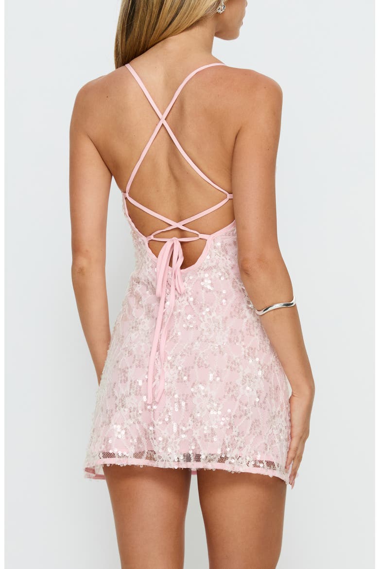 Disco Lights Sequin Lace Slip Minidress, Alternate, color, PINK