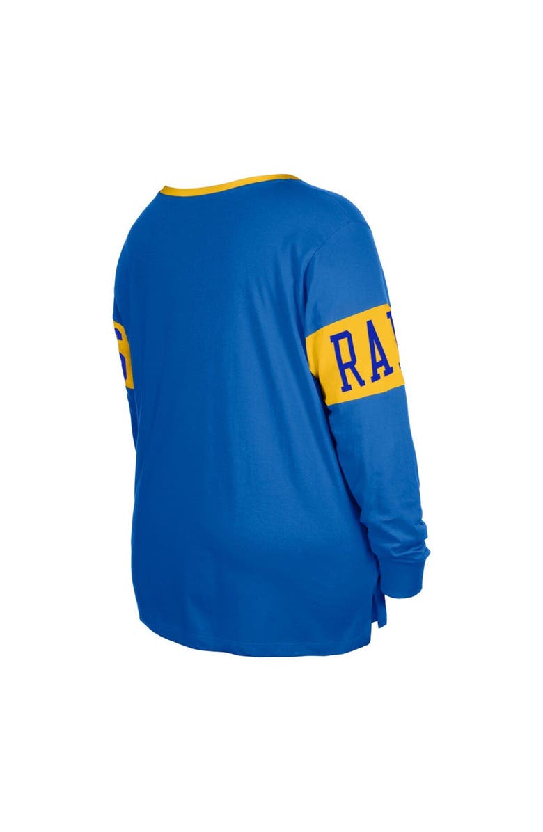 New Era Women's New Era  Royal Los Angeles Rams Plus Size Lace-Up Notch Neck Long Sleeve T-Shirt, Alternate, color, Royal