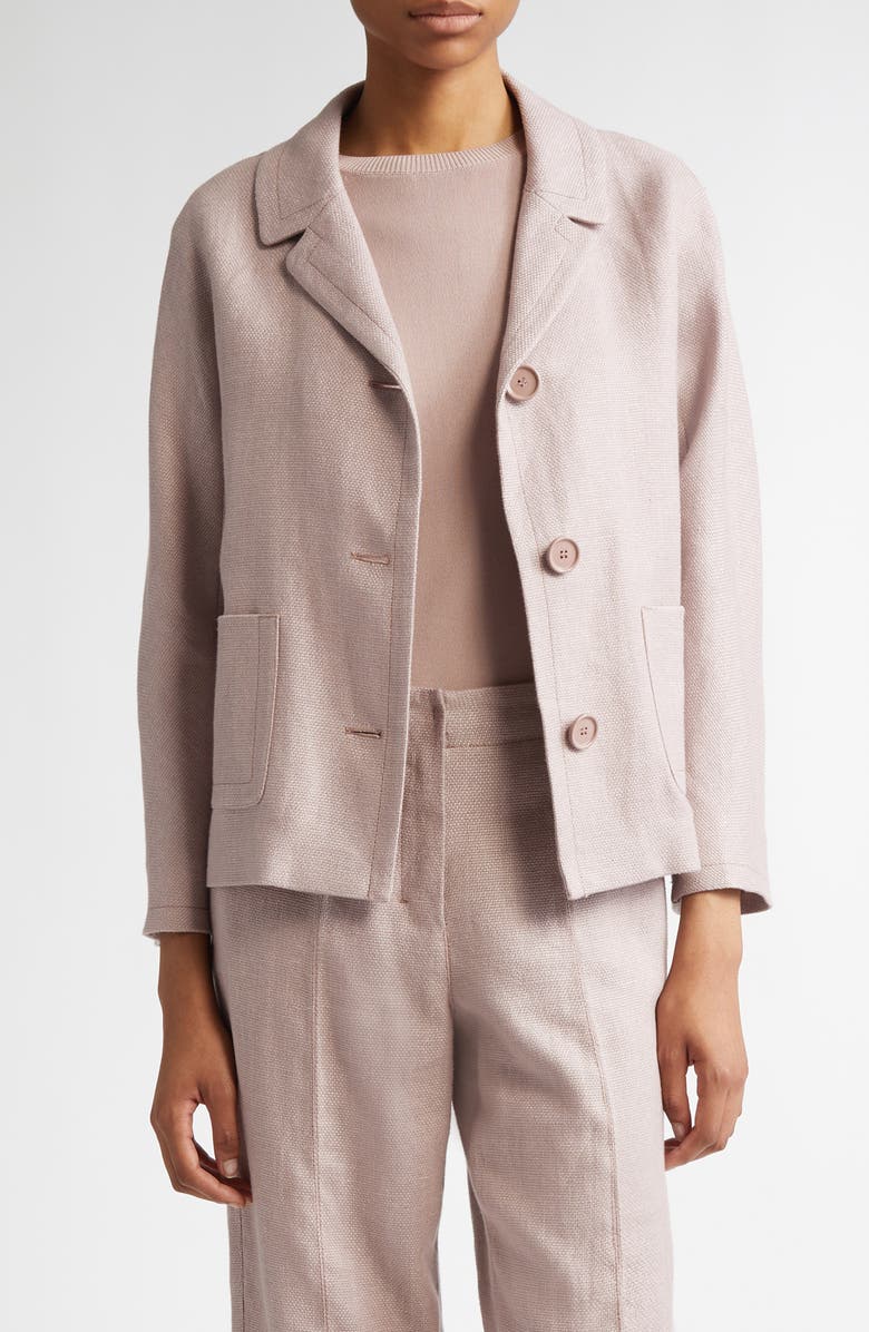 Max Mara Nicole Linen Blend Crop Blazer, Main, color, Pink