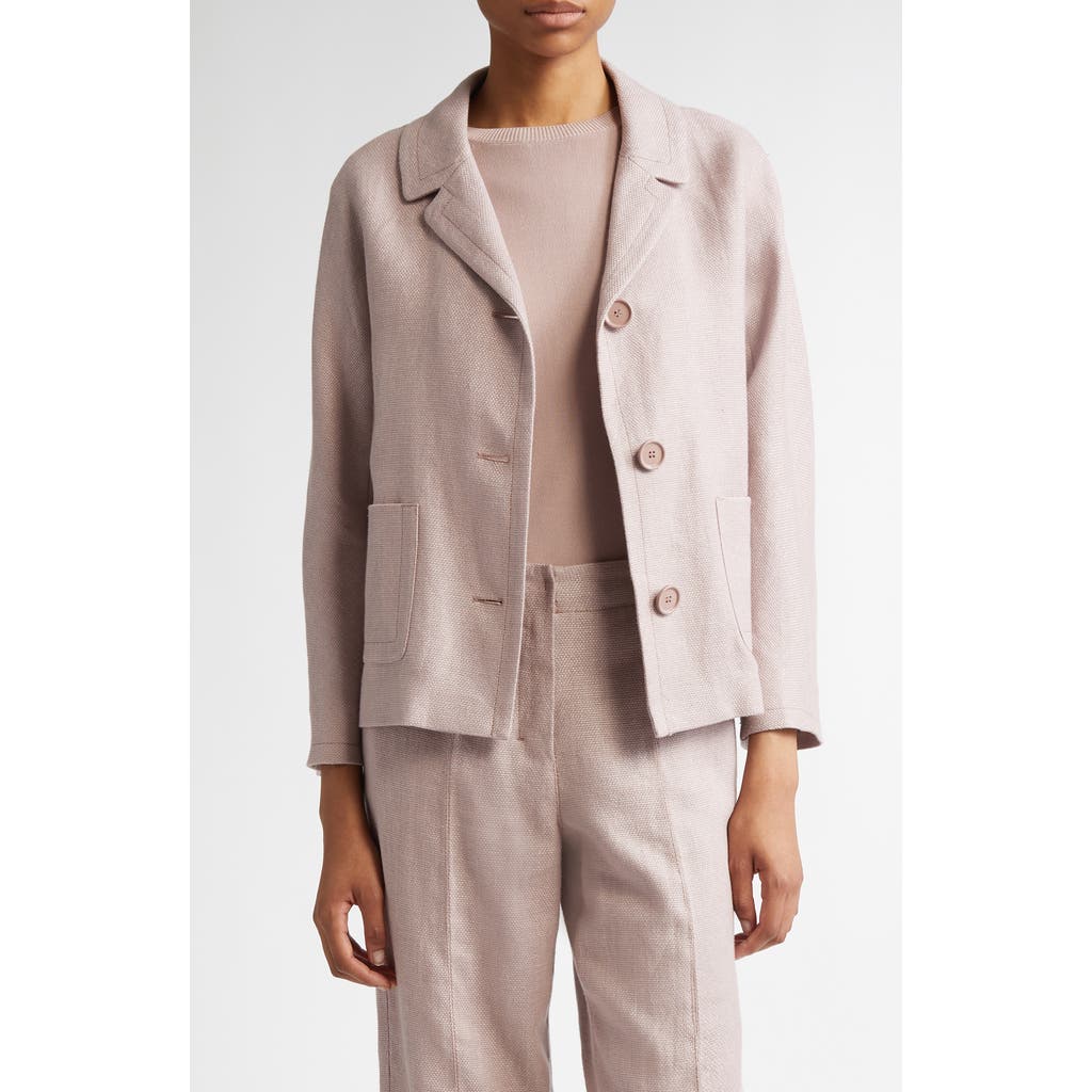 Max Mara Nicole Linen Blend Crop Blazer In Pink