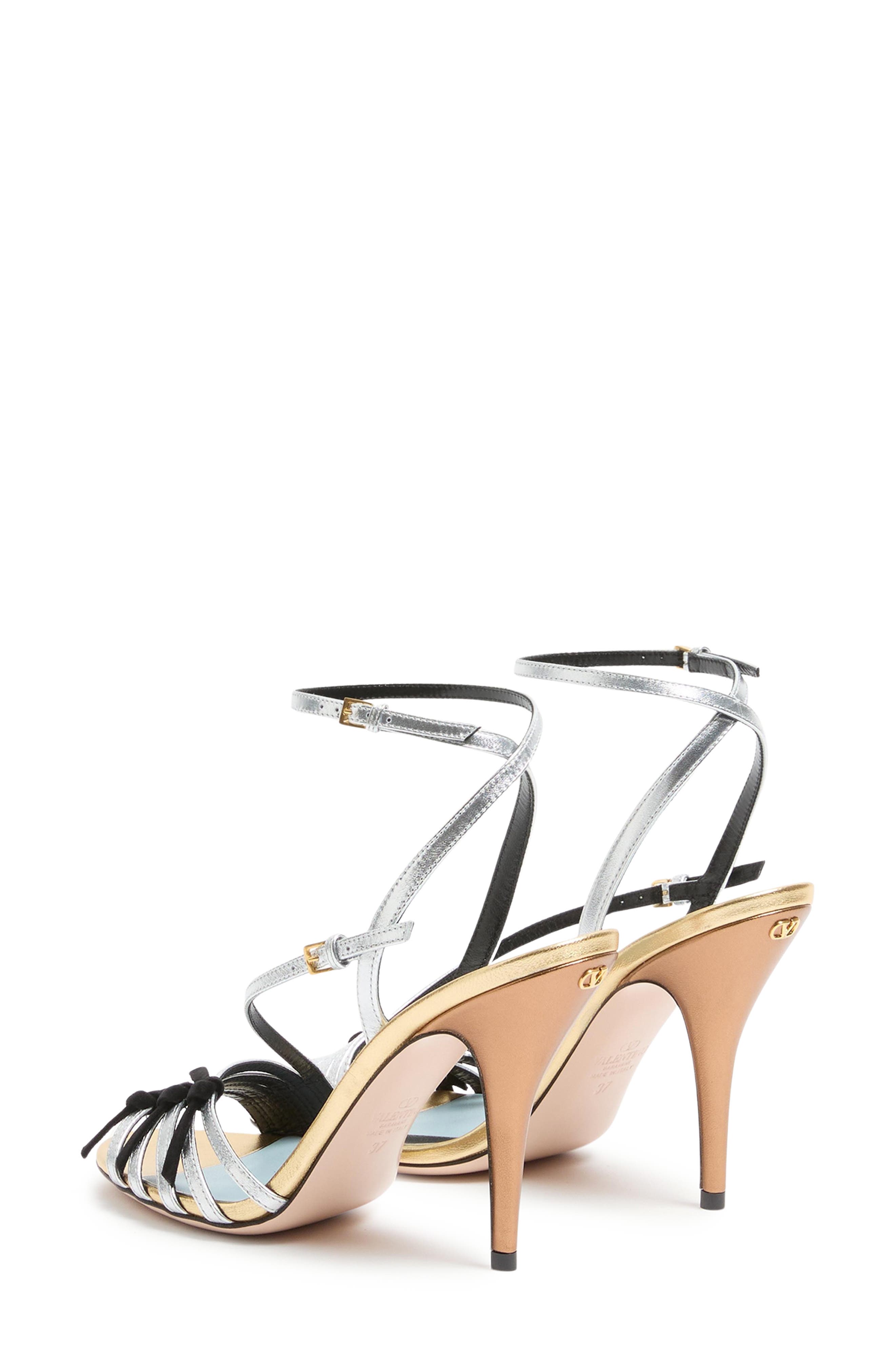 Valentino Garavani Metallic Ankle Strap Sandal, Alternate, color, Silver Multi