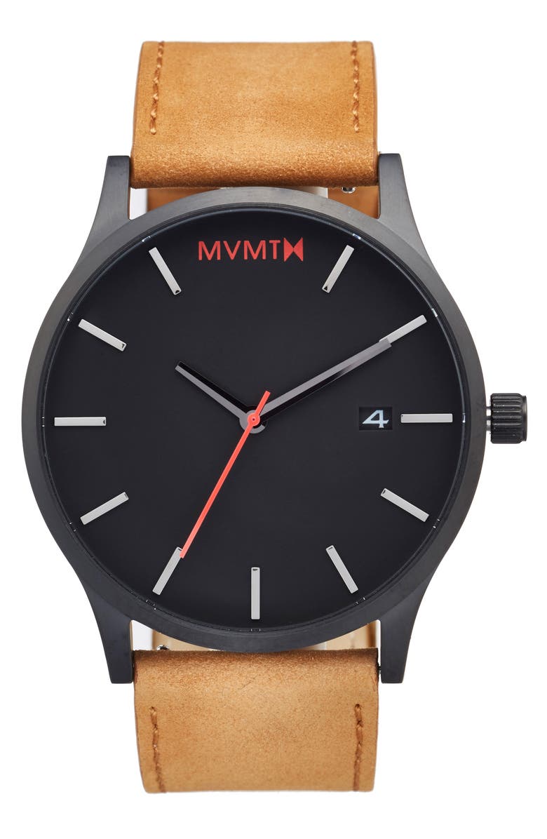 MVMT WATCHES MVMT Leather Strap Watch, 45mm, Main, color,