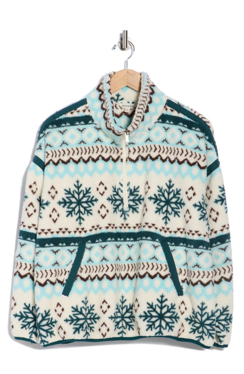 MARIKA Caliste Quarter Zip Sweatshirt, Alternate, color, Dark Sea Abstract Snowflake