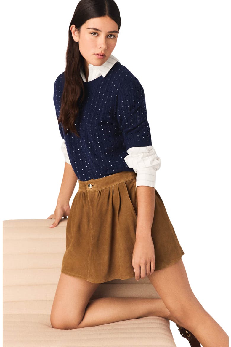 Short suede skirt, Alternate, color, Camel