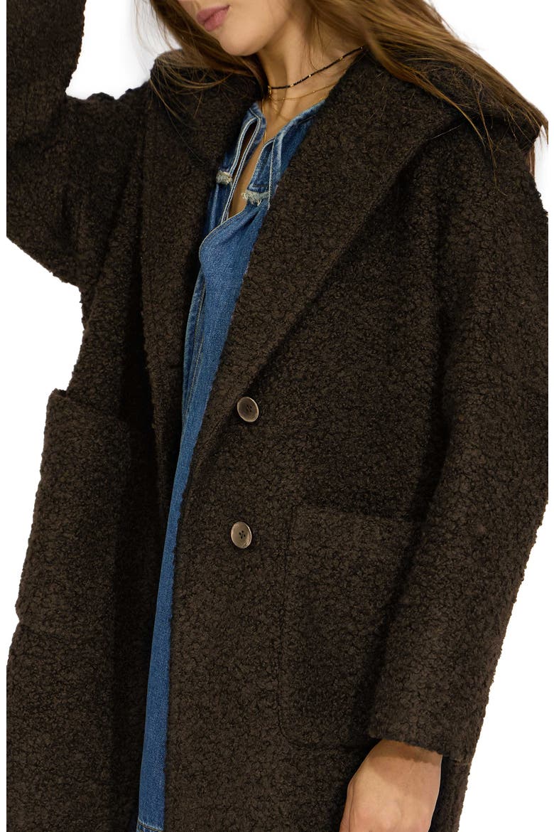Young Love Hooded Bouclé Coat, Alternate, color, CHOCOLATE