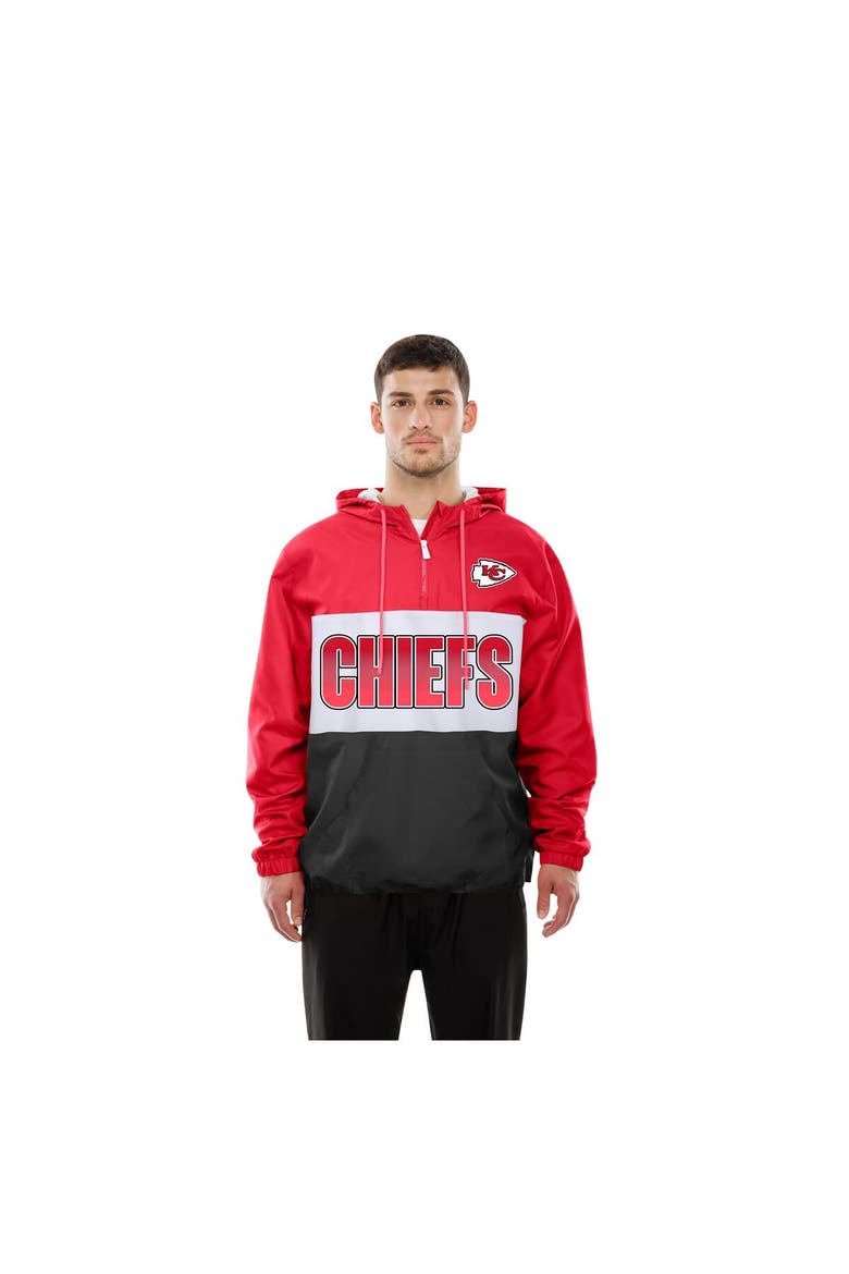 Men's New Era Red Kansas City Chiefs Ripstop Quarter-Zip Hooded Windbreaker, Alternate, color, Red