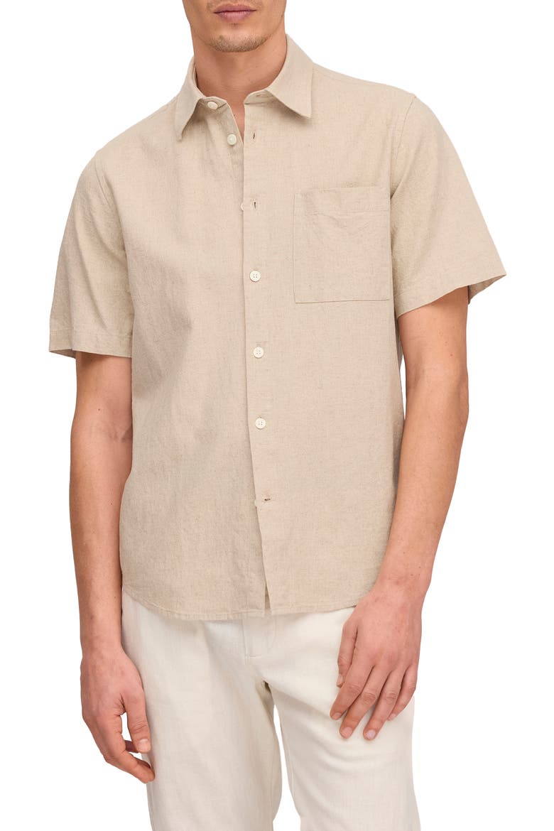 Asher Linen Blend Short Sleeve Shirt, Main, color, OAT