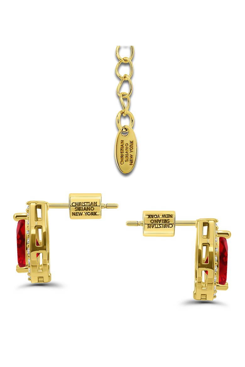 Pear Cubic Zirconia Necklace & Stud Earrings Set, Alternate, color, GOLD/RED