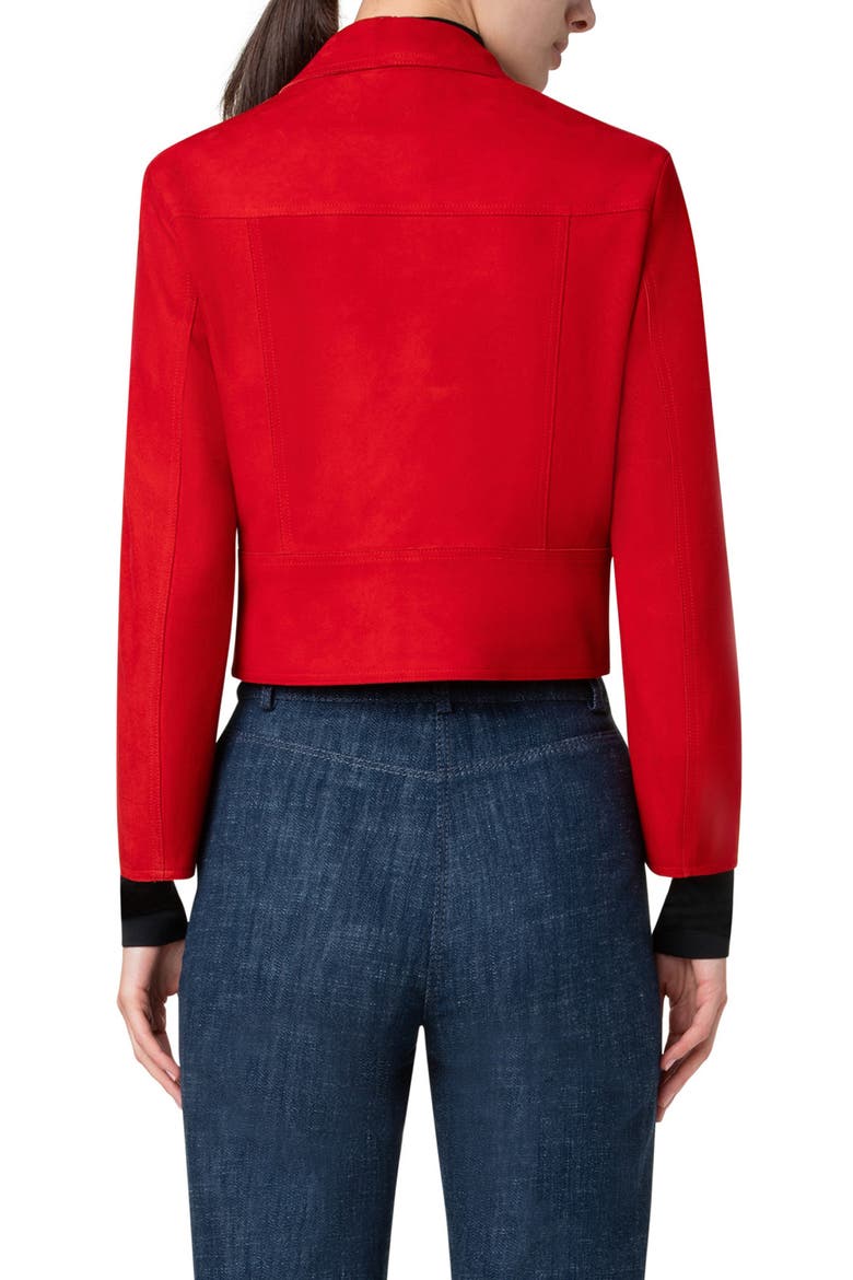 Suede Snap Biker Jacket, Alternate, color, LIPSTICK