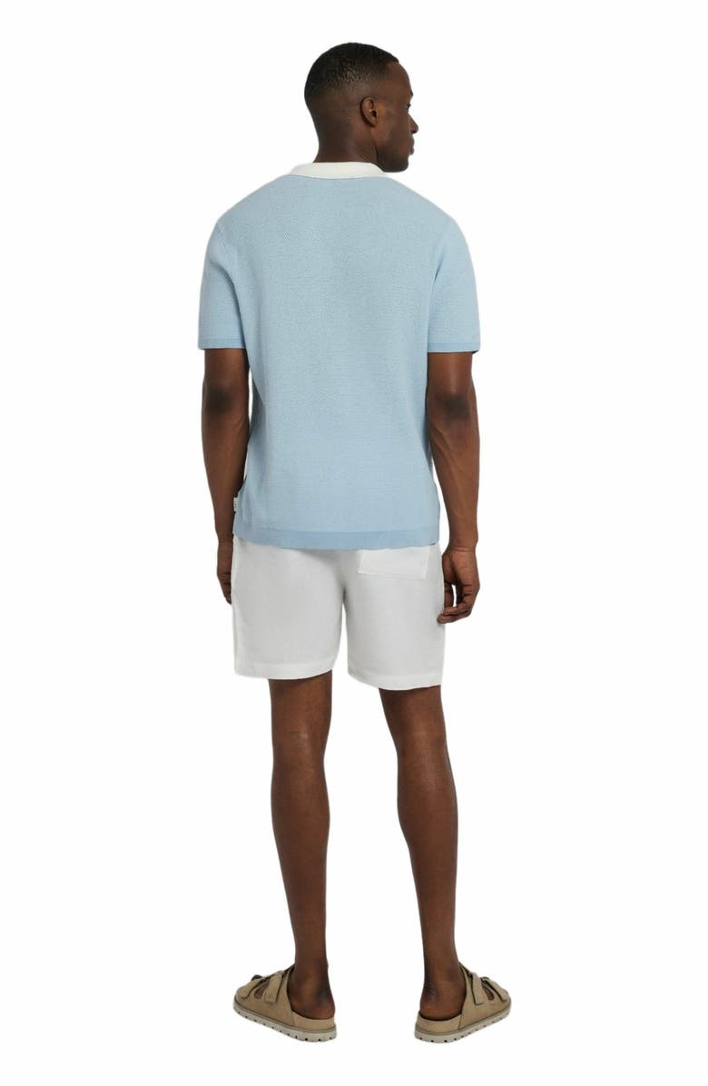 Onia Cotton Textured Johnny Collar Polo, Alternate, color, Pale Blue/Whte