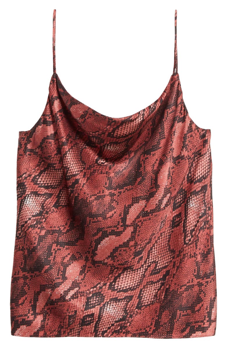 L'AGENCE Kay Cowl Neck Python Print Silk Tank, Alternate, color,