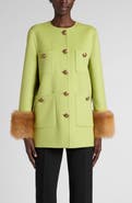 Valentino Garavani Compact Drape Wool & Cashmere Jacket with Genuine Shearling Cuffs