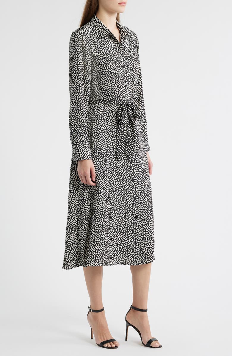NIC+ZOE Spotted Around Long Sleeve Midi Shirtdress, Alternate, color, Black Multi