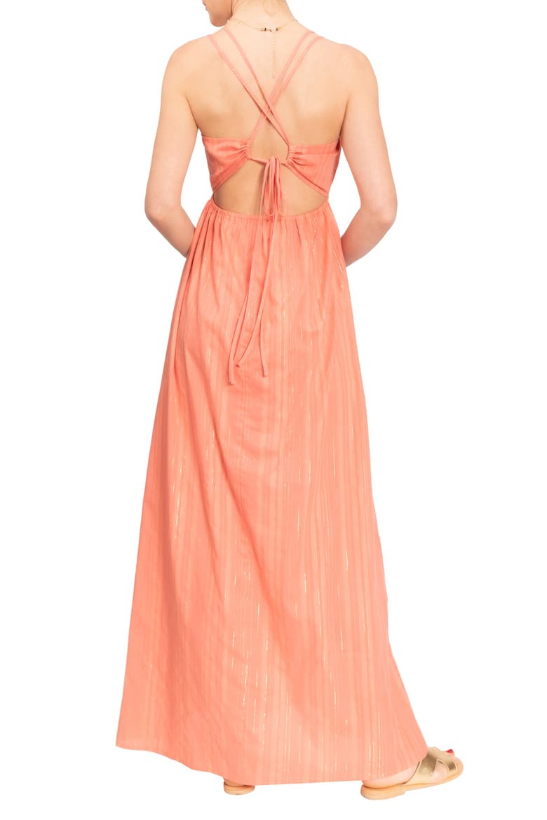 Hazel Long Cotton Nightgown, Alternate, color, CORAL SHIMMER
