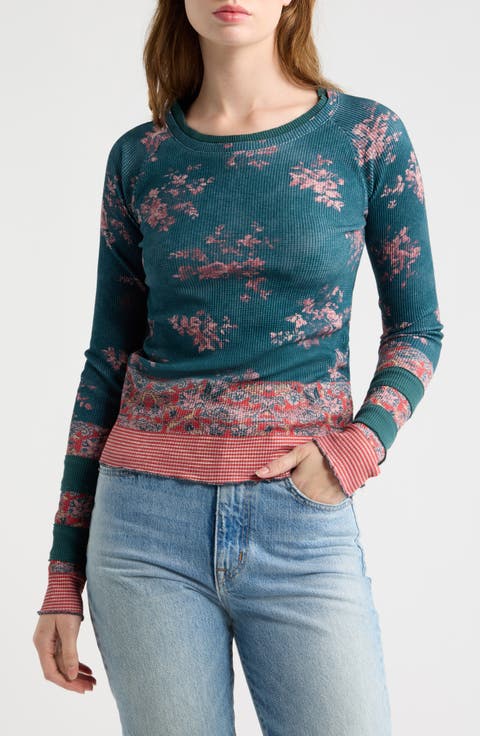 Easy Does It Floral Rib Stretch Cotton Top