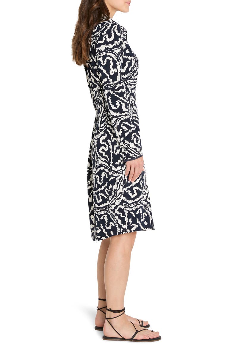 Indigo Leaf Double Crepe Shirtdress, Alternate, color, INDIGO MULTI