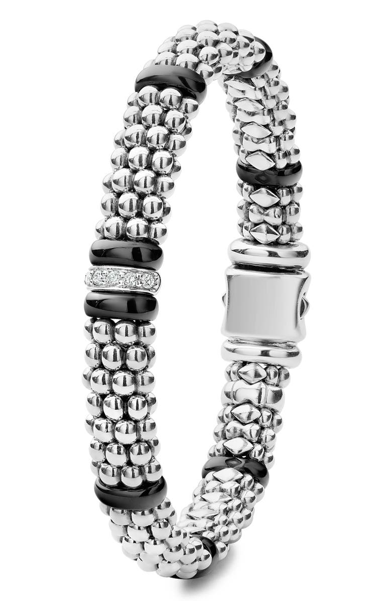 LAGOS Black Caviar Diamond One-Link Bracelet, Alternate, color, Black