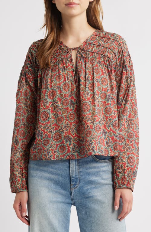 Doen Dôen Renelle Tie Neck Organic Cotton Top In Multi