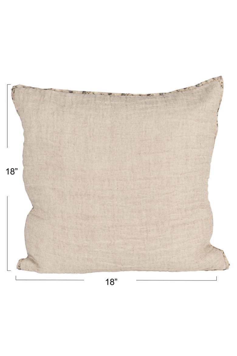 Patterned Edge Woven Cotton and Linen Pillow, Natural, Alternate, color, Natural