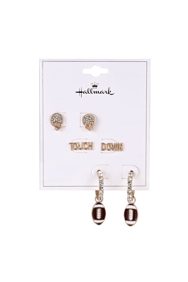 Game Day Trio Earring Set, Alternate, color, Brown