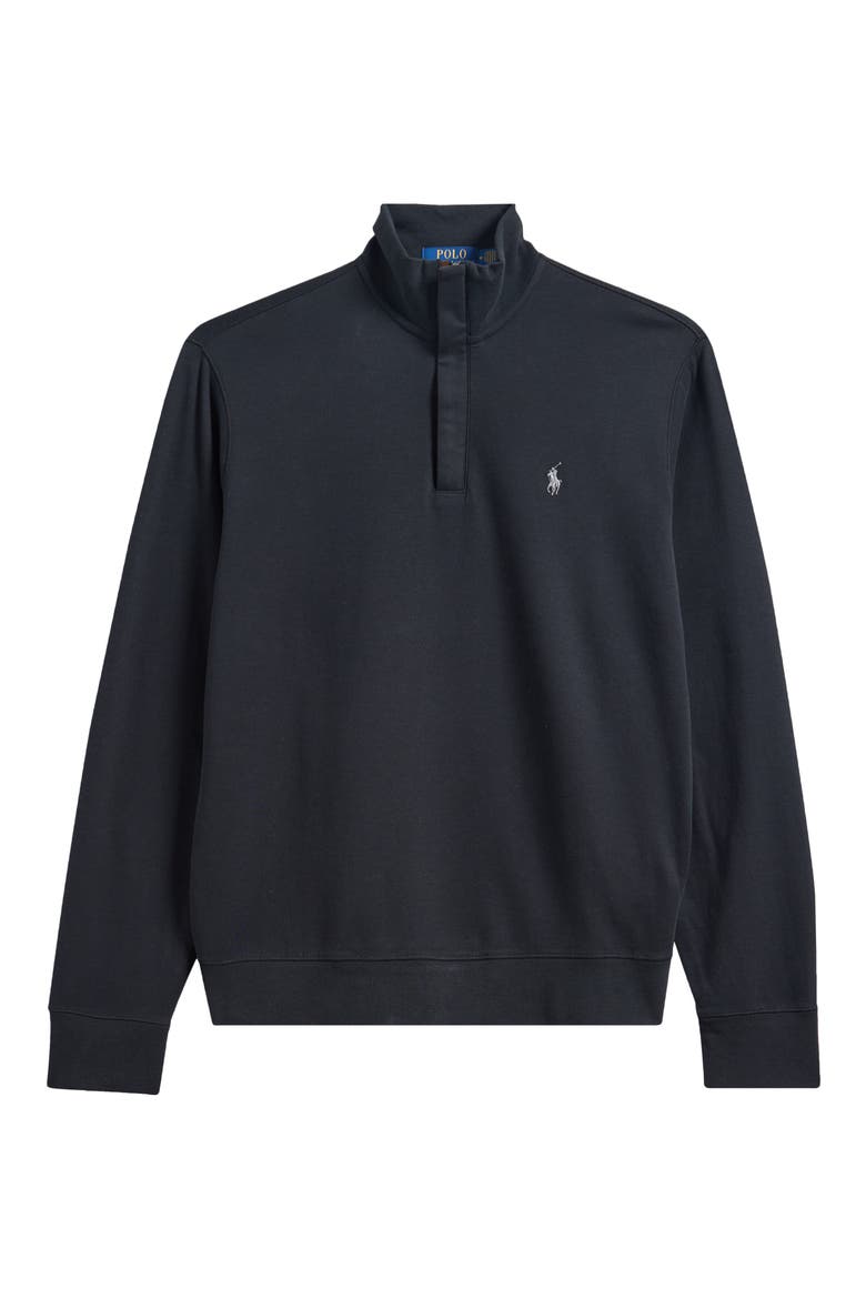 Cotton Blend Quarter Zip Pullover, Alternate, color, POLO BLACK