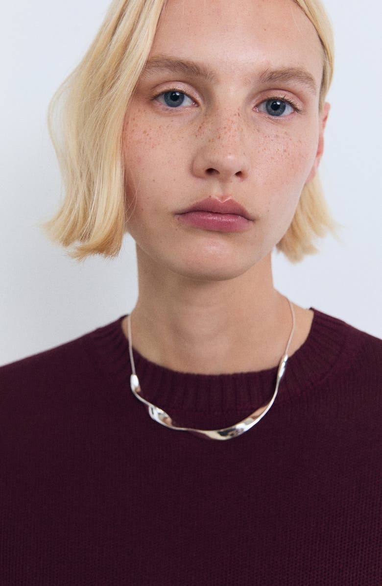 MANGO Short Sleeve Crop Sweater, Alternate, color, Burgundy