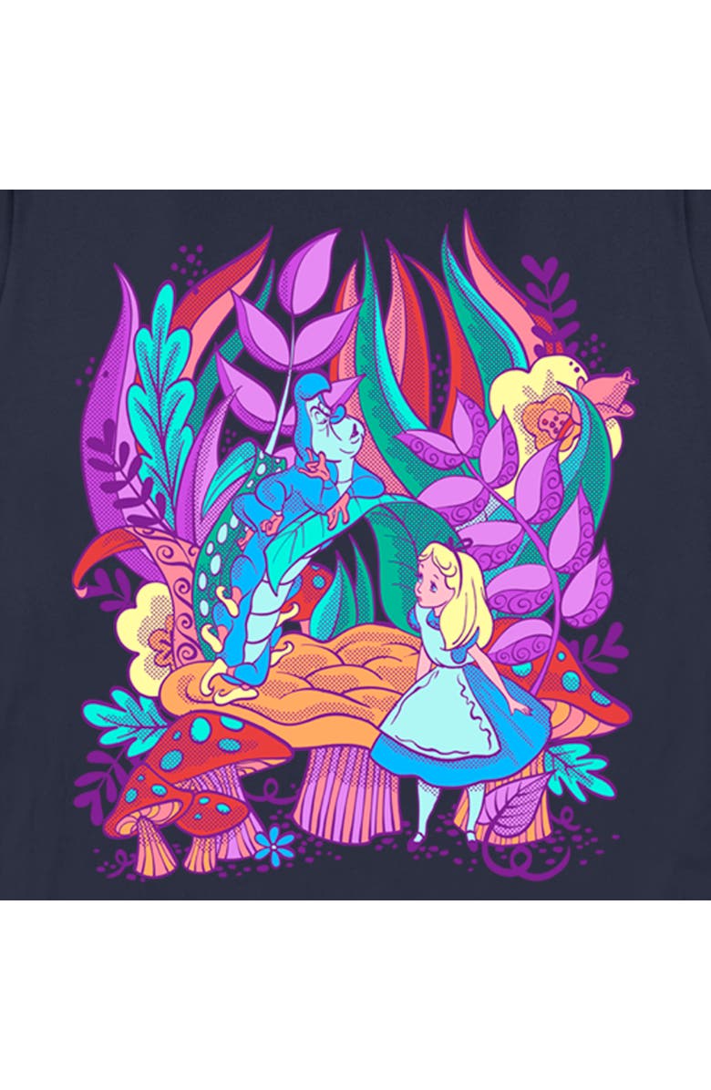 Alice in Wonderland Women's Alice in Wonderland Caterpillar and Alice  Graphic T-Shirt, Alternate, color, Navy Blue