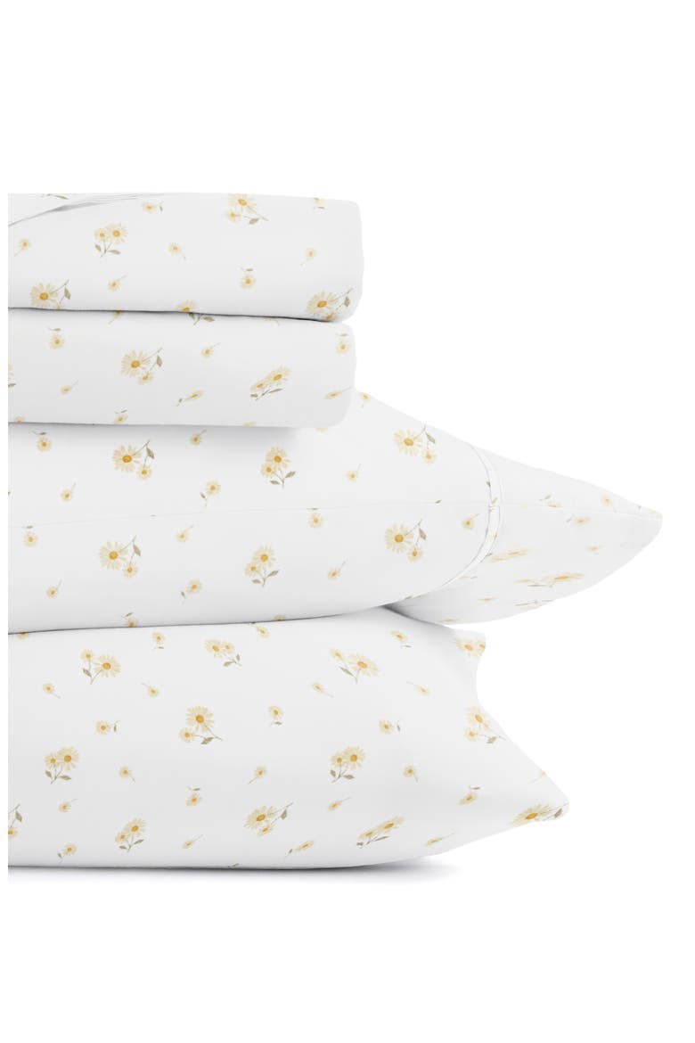 Kaycie Gray Ditsy Floral Microfiber Sheet Set, Alternate, color, YELLOW