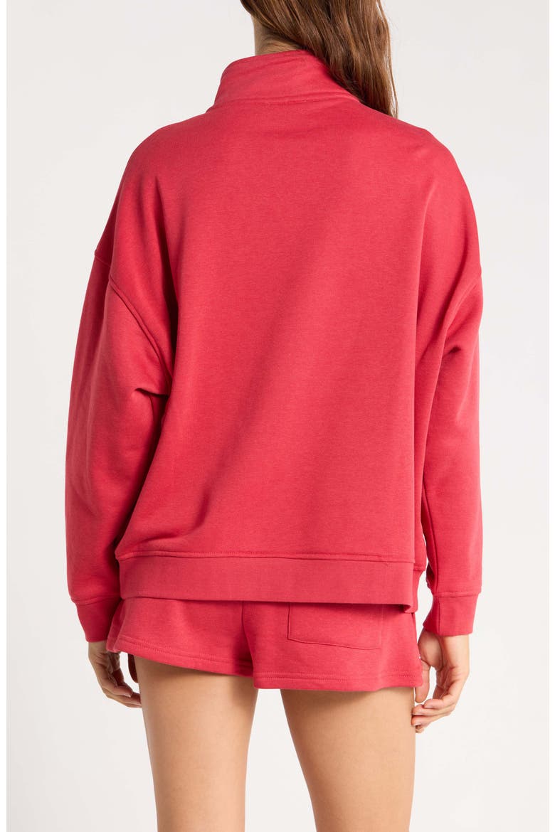 Cozy Crush Half-Zip Cotton Blend Sweatshirt, Alternate, color, LUCKY RED