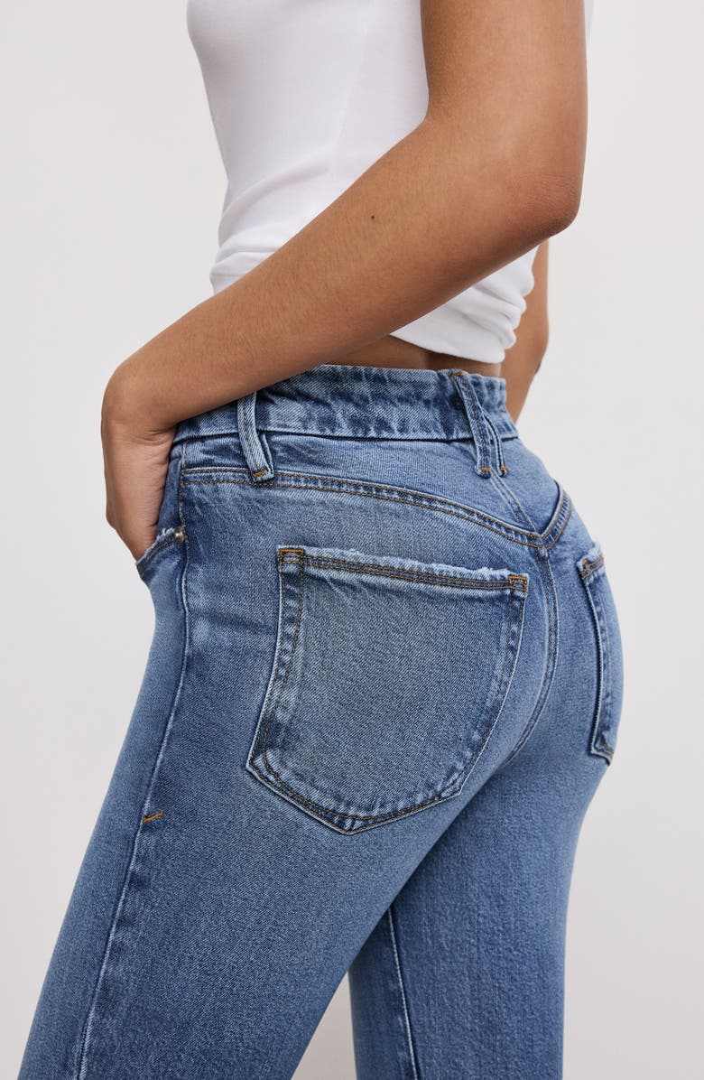Good American Good Legs Raw Hem Flare Jeans, Alternate, color,