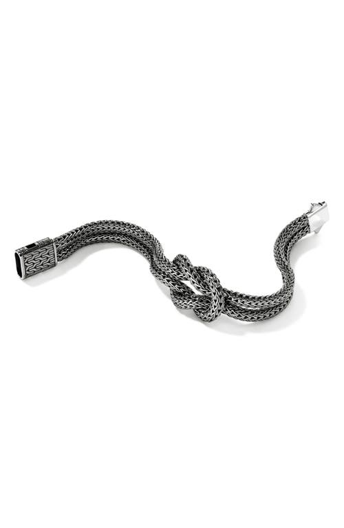 John Hardy Black Rhodium Plated Sterling Silver Love Knot Woven Chain Statement Bracelet In Dark Silver