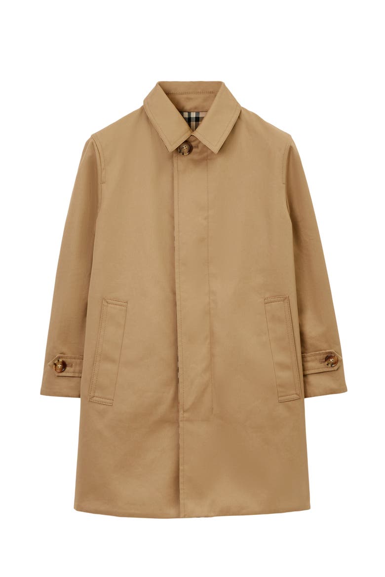 Reversible Check Gabardine Car Coat, Main, color, Archive beige
